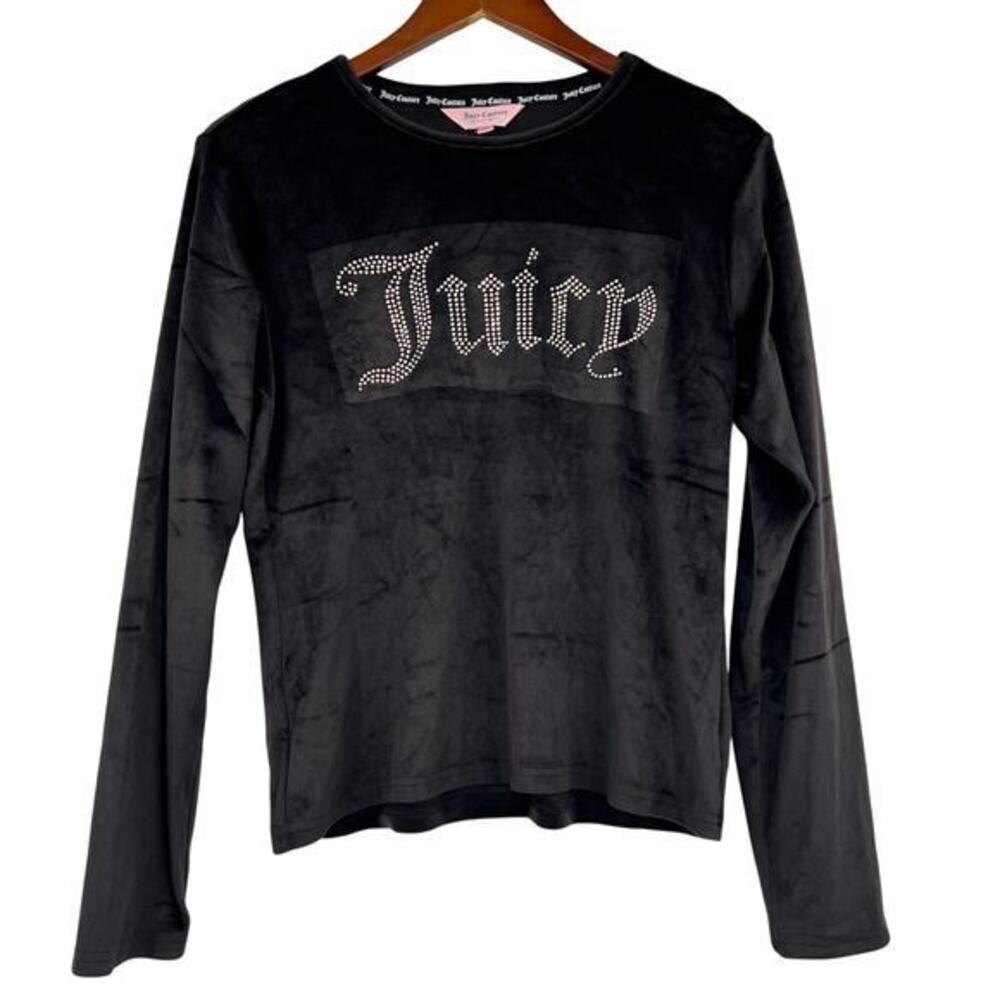 JUICY COUTURE VELOUR velvet RHINESTONE Sleep lounge Y2K Crewneck bling large